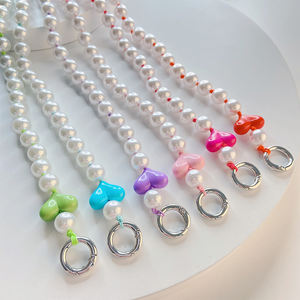 INS <span class=keywords><strong>perle</strong></span> Anti-perte poche mode coeur perlé chaîne de téléphone 32cm coloré étui pratique pour <span class=keywords><strong>iPhone</strong></span> sangles de téléphone portable - Product Image 4