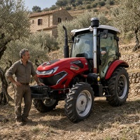 Tracteur agricole diesel 4x4 avec cabine fermée climatisée et direction assistée hydraulique pour les projets de développement rural