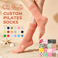Chaussettes de Pilates et de ballet pour femmes, antidérapantes, en coton imprimé, avec grip, pour le sport et la barre, personnalisables avec logo, vente en gros