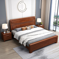 Nouveau lit double en bois massif de style chinois avec rangement, design de lit king size en bois avec tiroirs et lit relevable à vérins à gaz