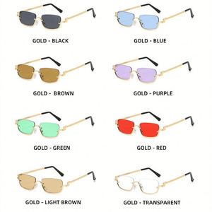 Lunettes de soleil rétro en métal à petite monture, personnalisables avec logo, tendance 2025, protection UV400, demi-monture carrée pour femmes et hommes - Product Image 6