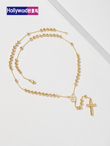 Joyería Religiosa Collar <span class=keywords><strong>con</strong></span> Colgante de Zircón de Guadalupe Virgen María <span class=keywords><strong>San</strong></span> <span class=keywords><strong>Benito</strong></span> Rosario <span class=keywords><strong>Cruz</strong></span> Bañado en Oro de 14k - Product Image 4