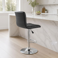 Chaise de bar JOHOOFURNITURE en cuir PU noir avec surpiqûres, hauteur réglable, fabriquée en Chine, tabouret de bar pour pub
