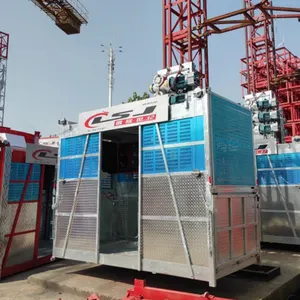 亜鉛メッキ建設ラックおよびピニオンエレベーターSc200/200 0-63m/分速度の乗客および材料ホイスト