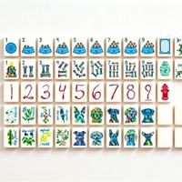 Jeu de Mahjong Américain de Luxe Moderne Thème Chien Mignon, 160 Tuiles en Acrylique avec Motifs Personnalisés Os de Chien et Floraux, Jeu de Table