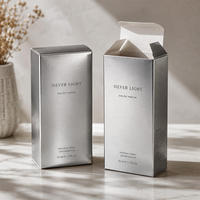Boîte d'emballage recyclable en papier spécial avec logo en or estampé personnalisé, finition texturée de luxe, pour parfums et cosmétiques