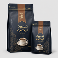 Prix d'usine, pochette refermable en aluminium noir et or imprimée sur mesure pour 250g 500g de grains de café torréfiés, sac à café à fond plat