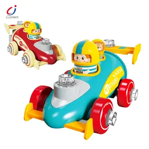 Chengji kids plastic inertia friction rocket truck educational stem self assembly take apart diy car screw toy