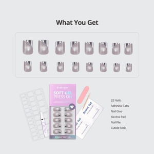 BTArtbox Sliver Metallic Cat Eye Press on <b>Nails</b> <b>Sets</b> Wholesale Short Square Soft Gel X Luxury French Summer Fake False <b>Nails</b> - Product Image 5