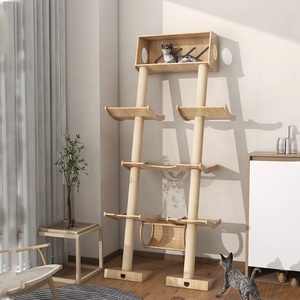 No Drills Needed <strong>Cat</strong> Climber <strong>Large</strong> Indoor Wooden <strong>Cat</strong> <strong>Tree</strong> Lean on the Wall Steady and Solid <strong>Cat</strong> <strong>Climbing</strong> Frame Against the Wall - Product Image 2