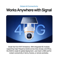 Caméra de sécurité solaire sans fil 4G LTE PTZ extérieure avec enregistrement continu 24/7 par AOV Technology, sans WiFi