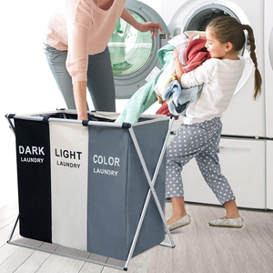 2026 Hot Selling Oxford Fabric Laundry Bag Waterproof <b>Foldable</b> 3 Compartments Laundry <b>Basket</b> Home Storage Bag - Product Image 5