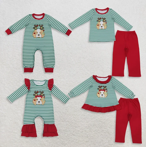 Ventes en gros de pyjamas de Noël assortis pour enfants, avec détails en volants, tissu doux, tenue de famille pour les fêtes - Product Image 1