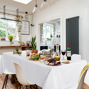 Nappe Rectangle 6 pieds Lavable Polyester Blanc Fête Banquet Nappes De Mariage pour Événements - Product Image 4