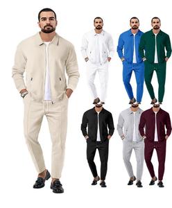 Conjunto Deportivo Casual para <span class=keywords><strong>Hombre</strong></span> 2026, Corte Ajustado, Otoño, Chaqueta <span class=keywords><strong>con</strong></span> Cierre y Bolsillos, Pantalones, <span class=keywords><strong>Traje</strong></span> Personalizado de 2 Piezas - Product Image 1