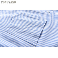 TONGYANG rayé 100% coton chemise hommes été revers Blouses à manches courtes chemises de base pour hommes décontracté col rabattu hauts