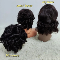 Letsfly Promotion 33 $13x4 Lace Front Short Bob Perruque 210 grammes Loose Wave Natural Black Color Perruques de cheveux humains pour femmes