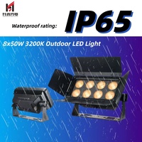 Projecteur de lavage LED 8x50W 3200K IP65 DMX512 RGBWA avec écran OLED, corps en aluminium, pour extérieur