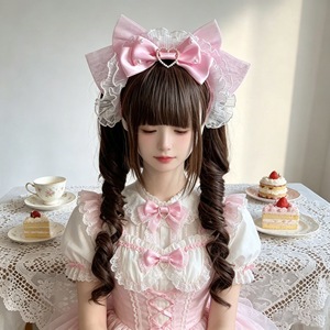 Diadema con lazo estilo Lolita original con gran lazo de encaje - Accesorio para el cabello de uso diario para niñas KC - Product Image 2