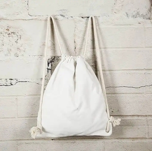 Bolsas personalizadas de algodón con cordón liso, mochila de almacenamiento con cordón para ir de compras o hacer deporte en el gimnasio - Product Image 1