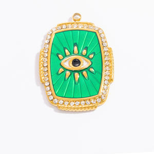 Colgante de Acero Inoxidable con Ojo Turco, Forma de Escudo, Engaste Pavé, Collar de Moda Unisex, Accesorio de Regalo - Product Image 4