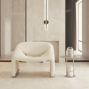 Nordic Style Single <b>Sofa</b> Chair Soft Upholstered M Shape Crab Chair Living Room Minimalist Design - Product Image 4