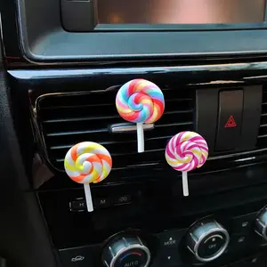 Penyegar udara mobil, grosir lucu pelangi Lollipop parfum Mini dekorasi ventilasi mobil