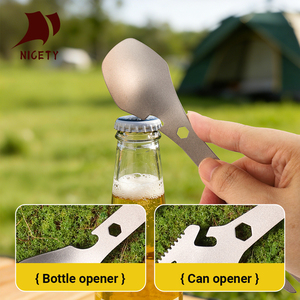 Fourchette-cuillère tactique multifonctionnelle pour l'extérieur, 7 en 1, en acier inoxydable, outil de camping, fourchette, clé, ouvre-bouteille, ustensiles de pique-nique - Product Image 4