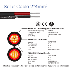Chinacable 10 mét Twin Core xlpe cách điện cáp năng lượng mặt trời TUV PV1-F chứng nhận đồng 2x6 2x1.5 2x4 2x10mm2 6 mét quang điện Lãnh Đạo - Product Image 3
