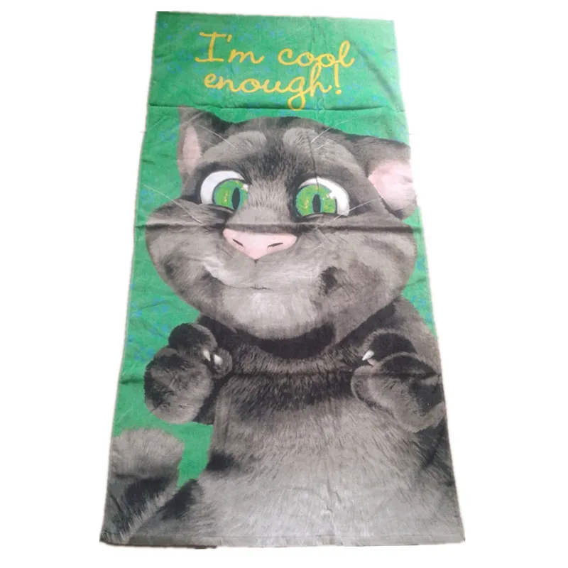 100% cotton print specialized beach towel with cat pattern