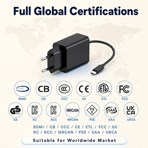 Chargeur mural 20W PD3.0 QC3.0 USB Type C, câble rétractable rapide ignifuge pour téléphone portable, ordinateur portable, certifié CE ETL FCC - Product Image 5