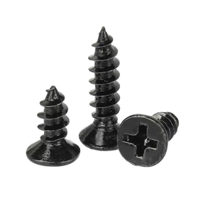 Vis autotaraudeuses à tête ronde Phillips noires, filetage à droite, fixations pour bois. - Product Image 5