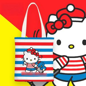 Wholesale Cartoon Kitty Shoulder Bags Oversized Cute Canvas Tote Bag <strong>for</strong> Valentines Day, Birthday, Library Present, Book Lovers - Product Image 5