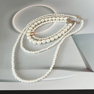 Ensemble de colliers superposés en imitation perles pour femmes, collier ras du cou classique et élégant - Product Image 3