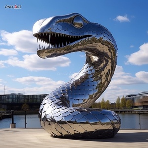 Personalizado al aire libre gran decoración de jardín espejo de Metal pulido artesanía Animal <span class=keywords><strong>Python</strong></span> escultura de acero inoxidable estatua de serpiente pitón - Product Image 6