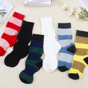 Chaussettes mi-hautes plissées rayées en <span class=keywords><strong>coton</strong></span> <span class=keywords><strong>pour</strong></span> femmes, toutes saisons, colorées - Product Image 4
