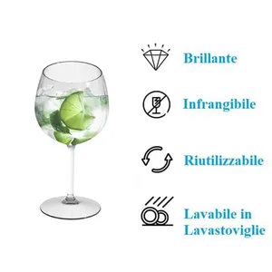 Bicchieri da Gin Balloon Trasparenti 580cc Modello Venezia a Righe Infrangibili Riutilizzabili per Cocktail - Product Image 3