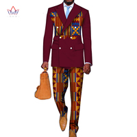 Conjunto de roupas blazer e calça masculinas, 2 peças de blazer e calça masculina conjunto de roupas de ancara batin riche africano cera de casamento