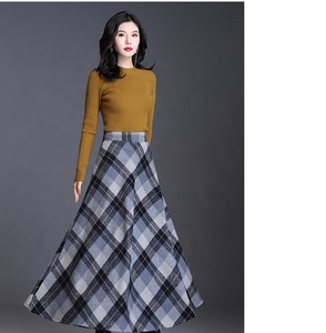 कस्टम महिला शरद ऋतु और सर्दियों के ऊनी बालों के लिए एक लाइन लंबी स्कर्ट की लंबाई वाली स्कर्ट-लाइन ऊनी मध्य लंबाई वाली स्कर्ट - Product Image 2