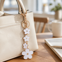 Porte-clés mousqueton en alliage pour femme avec motif floral et impression UV émaillée - Breloques pour accessoires de sac