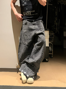 Pantalones Vaqueros Anchos de Mezclilla para Hombre, Estampado de Reptiles, Corte Holgado, Cintura Alta, Estilo Urbano - Product Image 3