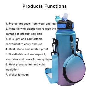 Bolsa de botella de agua con aislamiento de neopreno de lujo personalizada 20oz 30oz bolsas de botella de agua con bolsa de billetera - Product Image 5