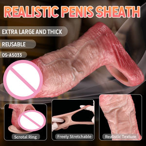 Realistische Kondome für Männer Wieder verwendbare Penis hülle für männliche Extender Dildo Enhancer Vergrößerung Kondom männliche Schwanz Sexspielzeug - Product Image 2