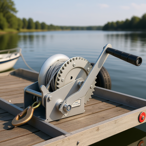 Cabrestante manual de alta resistencia de 1200 lb con cable de acero de 33 pies para remolque de barco, con manivela de trinquete bidireccional para uso en camiones, ATV y embarcaciones marinas - Product Image 2