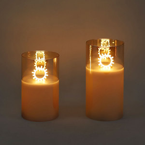 Bougie pilier en verre sans flamme à piles LED avec télécommande Décoration de bureau Maison Mariage Veilleuse Vente en gros - Product Image 1