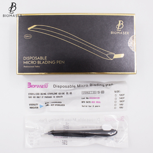 Biomaser nuevo microblading negro súper afilado desechables microblading hoja pluma con esterilizado microbrush - Product Image 6