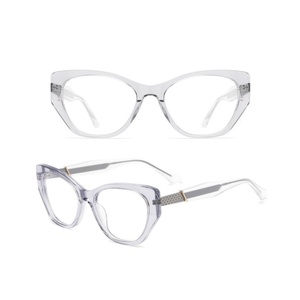 Monturas Ópticas de Acetato con Diseño Geométrico de Ojo de Gato, Personalizables, de Lujo, Transparentes, con Cristales Claros, 6 Colores, OEM/ODM - Product Image 2