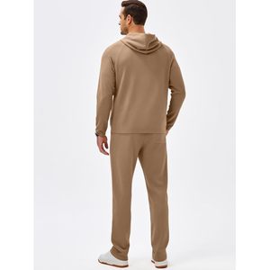 Mens Textured <b>Tracksuit</b> Set Hoodie Sweatshirt And Sweatpants Casual Autumn Wear Breathable Full Sleeve Adult Men's Outfit - Product Image 3