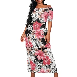 Robe deux pièces élégante île tribale polynésienne pour femmes personnalisé <span class=keywords><strong>tatouage</strong></span> rayé Plumeria imprimé Sexy conception hors épaule - Product Image 3