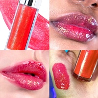 Gloss à lèvres scintillant personnalisé avec votre logo, super brillant, effet diamant holographique, tube cœur, à l'huile de coco